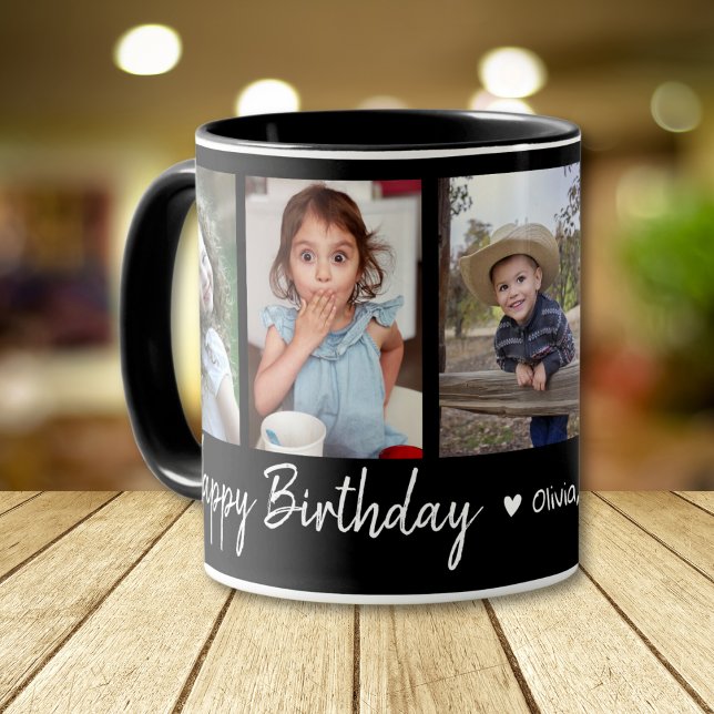 Caneca Parabéns personalizados, 5 Fotografias Collage Bla (happy birthday mug photo collage mugs keepsake mugs)