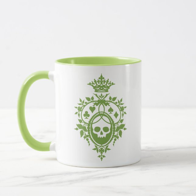 Caneca Parada verde com crânio e caneta (Esquerda)
