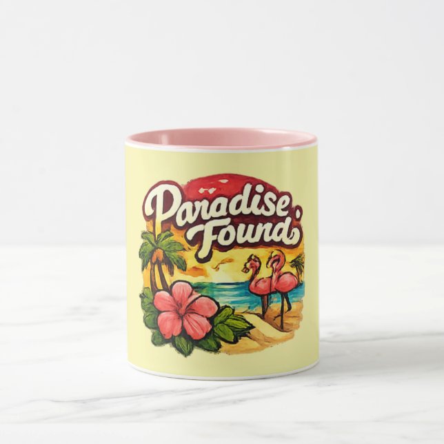 Caneca Paraíso Encontrado | Estilo de Verão Tropical (Centro)