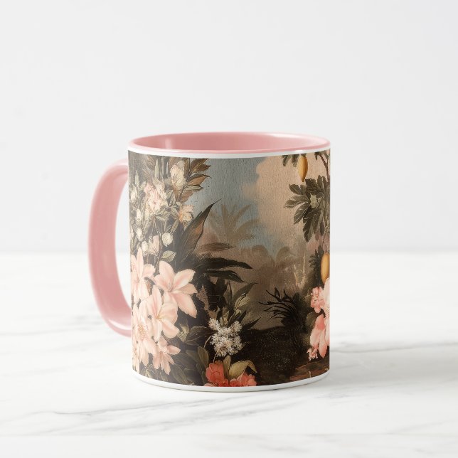 Caneca Paraíso Tropical Vintage com Palmeiras (Frente Esquerda)