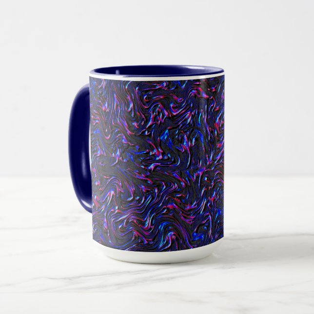 Caneca Parece azul e cor-de-rosa texturizado na parede (Frente Esquerda)