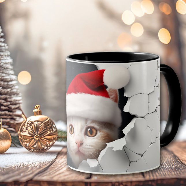 Caneca Parede Rachada de Gato de Papai Noel (Criador carregado)