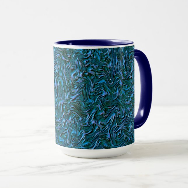 Caneca Parede russa texturizada em azul de cadete queimad (Frente Esquerda)