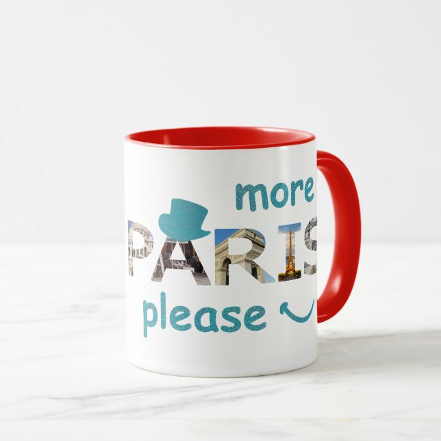 Caneca Paris atrai mais Paris, por favor, brilho azul (Frente Esquerda)