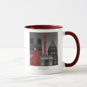 Caneca Paris Elevações por Noite - Vermelho