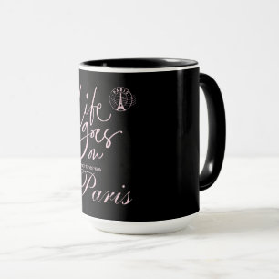 Caneca Paris rosa, & preto 