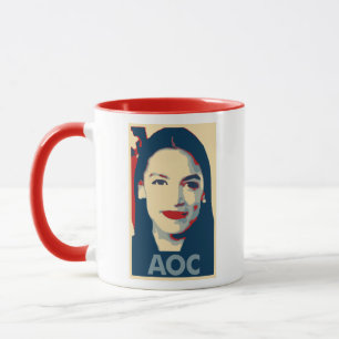 Caneca Paródia política do poster de Alexandria Ocasio