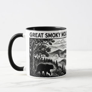Caneca Parque Great Smoky Mountains Xilogravura Linocut C