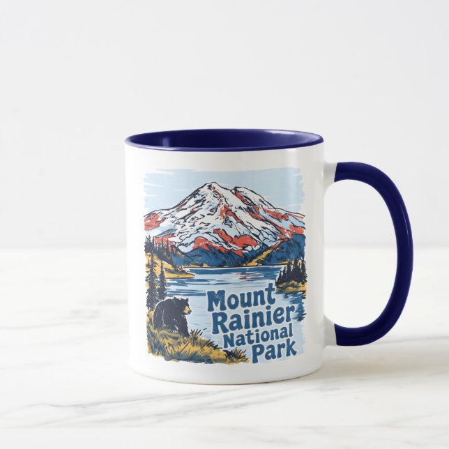 Caneca Parque Nacional Montanha Paisagem Monte Rainier (Direita)