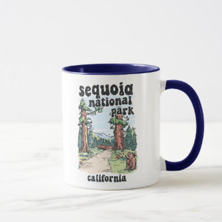 Caneca Parque Nacional Sequoia Urso de Paisagem Retro Fof