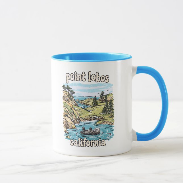Caneca Parque Point Lobos Califórnia Paisagem Retro Fofa (Direita)
