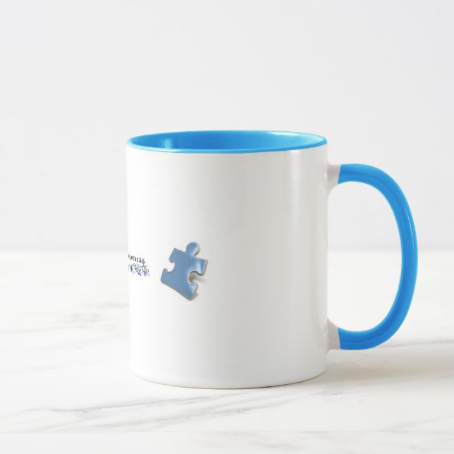 Caneca Partes azuis do quebra-cabeça - consciência do (Direita)