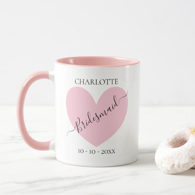 Caneca Partido Bridal Rosa de Bridesmaid Personalizado (Com Donut)
