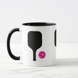 Caneca Pás de picleball e bola rosa