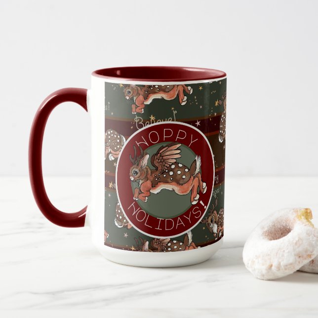 Caneca Passando os feriados de Jackalope Hoppy (Com Donut)