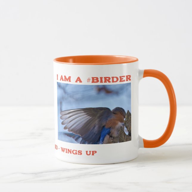 Caneca Passarinheiro do Azulinho-do-Leste Asa Acima (Direita)
