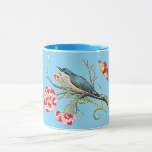 Caneca Pássaro azul em cravos