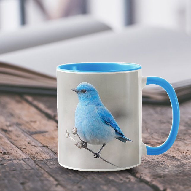 Caneca Pássaro Bluebird da montanha atordoante em Tansy (Stunning Mountain Bluebird on Tansy Coffee Mug 5-Star Customer Review.)