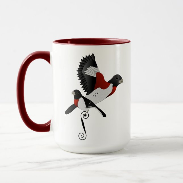 Caneca Pássaro Cardinal Grosbeak, de rosa Breast (Esquerda)