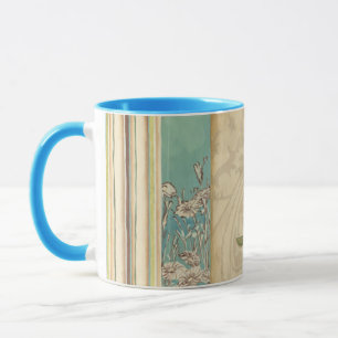 Caneca Pássaro Castanho e Azul em um Ramo Olhando para Ci