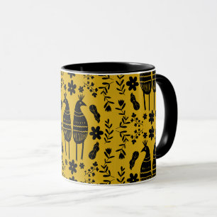 Caneca Pássaro da Arte Folclórica Germânica Tradicional