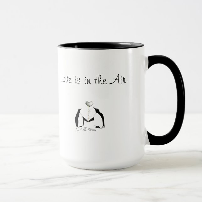 Caneca Pássaro de amor bonito Pinguim Romântico Pinguim P (Direita)