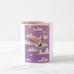 Caneca Pássaro de Crane da Ásia Rosa