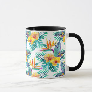 Caneca Pássaro de paraíso & de teste padrão da orquíd