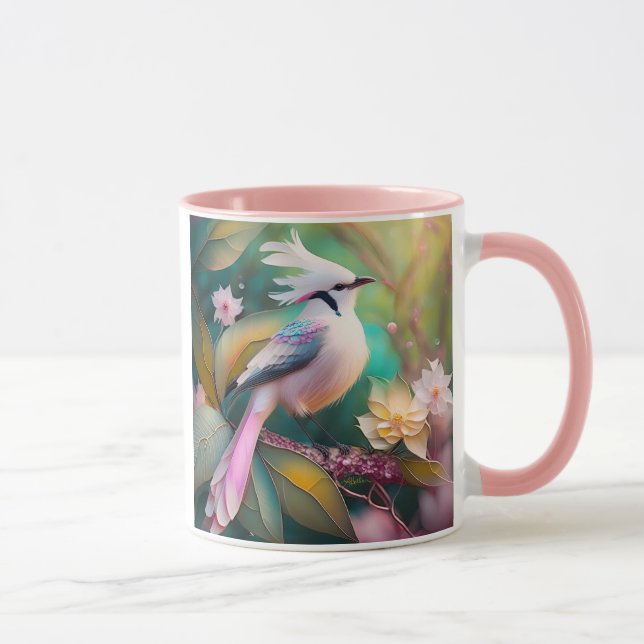 Caneca Pássaro Fantasia Branca - Blush Tail Jay (Direita)