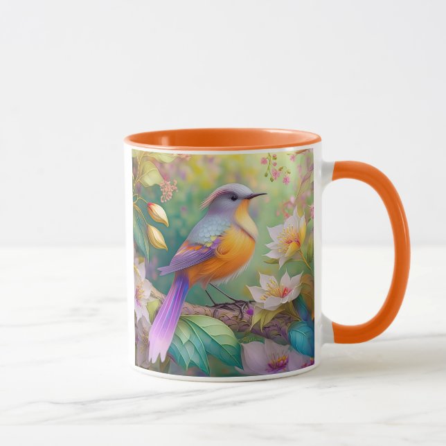 Caneca Pássaro Fantasia Laranja Torrado de lavanda (Direita)