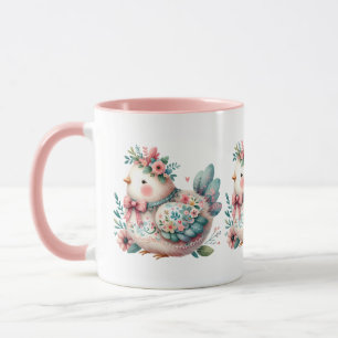 Caneca Pássaro Folclórico Floral com Charme Pastel Boho