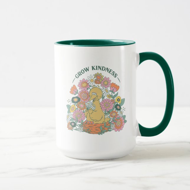 Caneca Pássaro Grande | Gráfico Floral de Bondade Crescen (Direita)