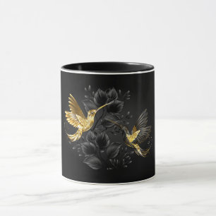 Caneca Pássaro Humino Negro e Dourado