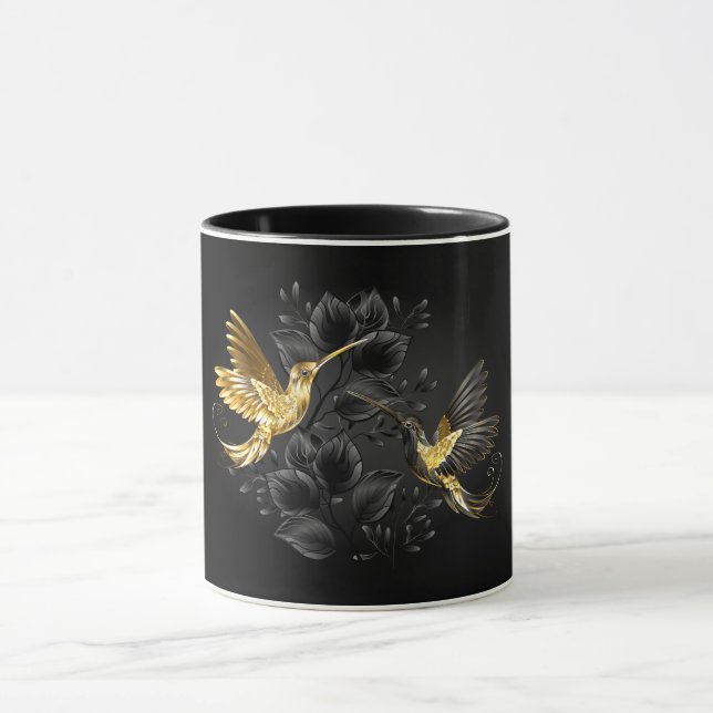 Caneca Pássaro Humino Negro e Dourado (Centro)
