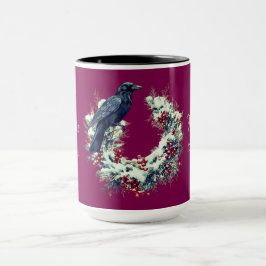 Caneca Pássaro Negro Gótico Fumaça de Natal