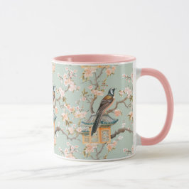 Caneca Pássaro Oriental Pastel e Frutas