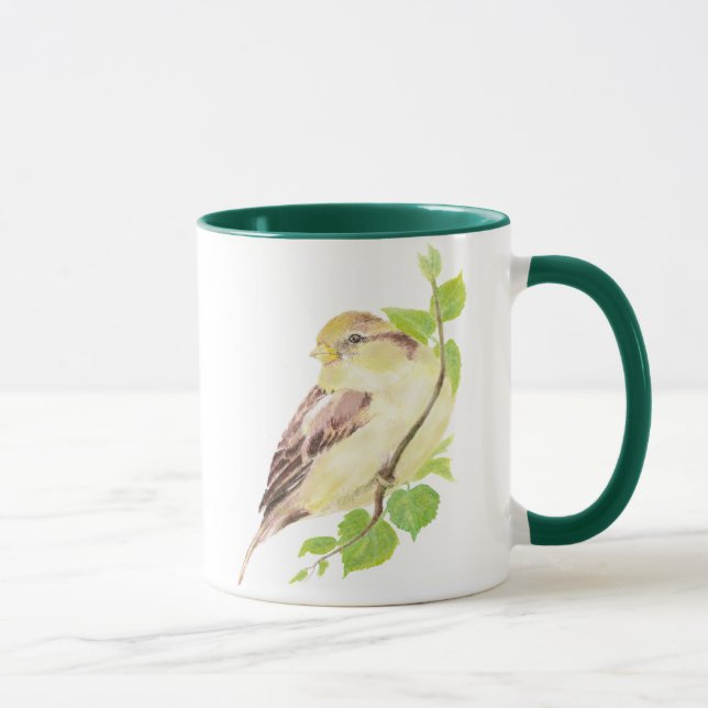 Caneca Pássaro Sparrow Cinto e Aquarela (Direita)