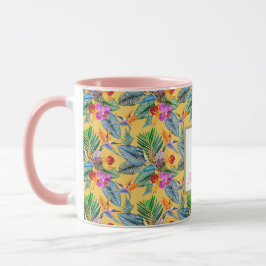 Caneca Pássaro Tropical Personalizado De Paraíso E Orquíd
