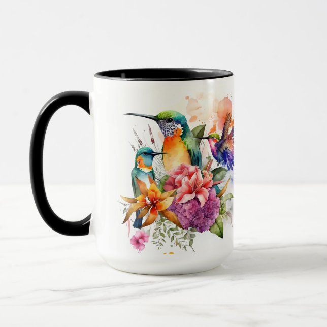 Caneca Pássaros Beijos com Flores Bonitas (Esquerda)