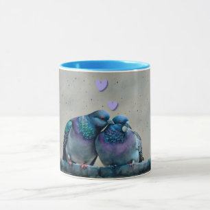 Caneca Pássaros do Amor Pigeon Bird Art Cup