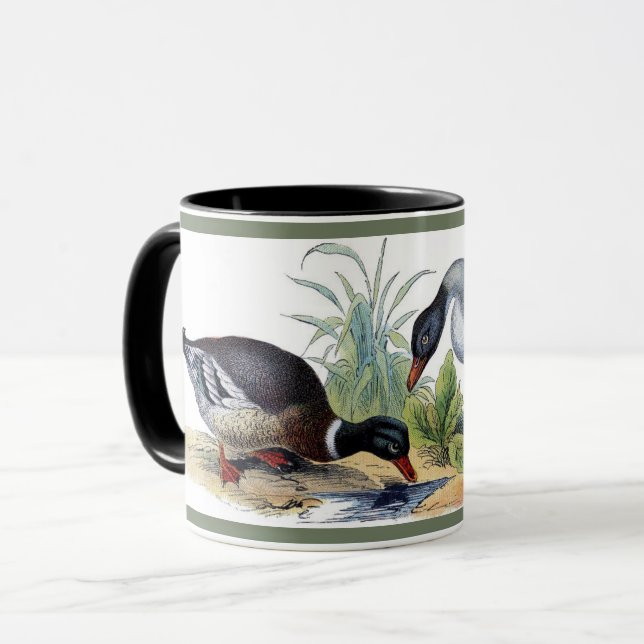 Caneca Pássaros-do-mato-homens caçando animais naturais (Frente Esquerda)