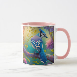 Caneca Pássaros Fantasia Gaio Azul