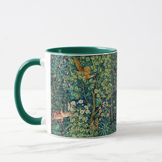 Caneca Pássaros FLORESTAIS,Pássaro Faisão, Floral Verde (Esquerda)
