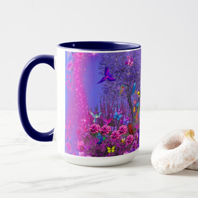 Caneca Pássaros no café-da-caça (Com Donut)