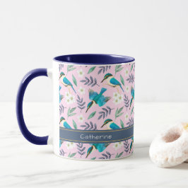 Caneca Pássaros Rebeldes Rosa-Rosa-Bonitos Nome do Padrão