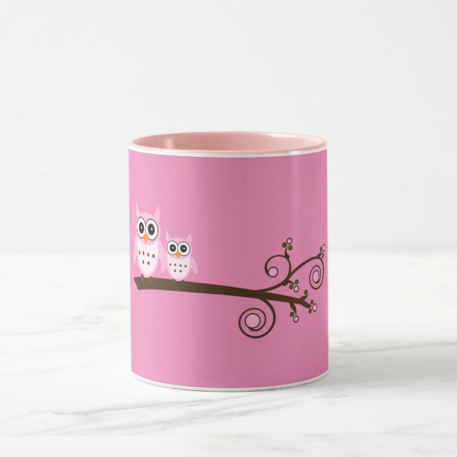 Caneca Pássaros Rosa Tema Coruja (Centro)