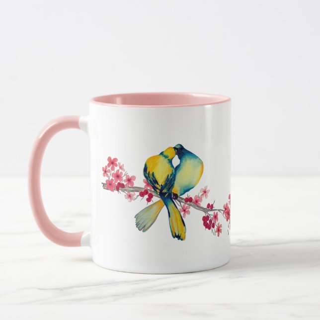 Caneca Pássaros vivos no Flor de Cereja (Esquerda)