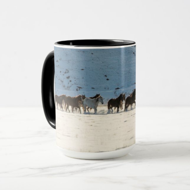 Caneca Passeio de Cavalo no Inverno no Hideout Ranch (Frente Esquerda)
