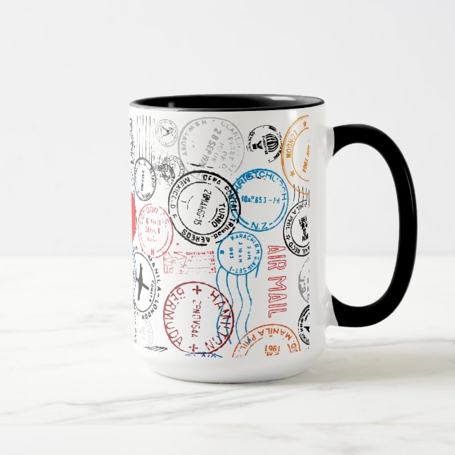 Caneca Passport Stamps Viagem Design Mug (Direita)