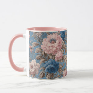 Caneca Pasta Vitoriana, Azul E Lata Rosa